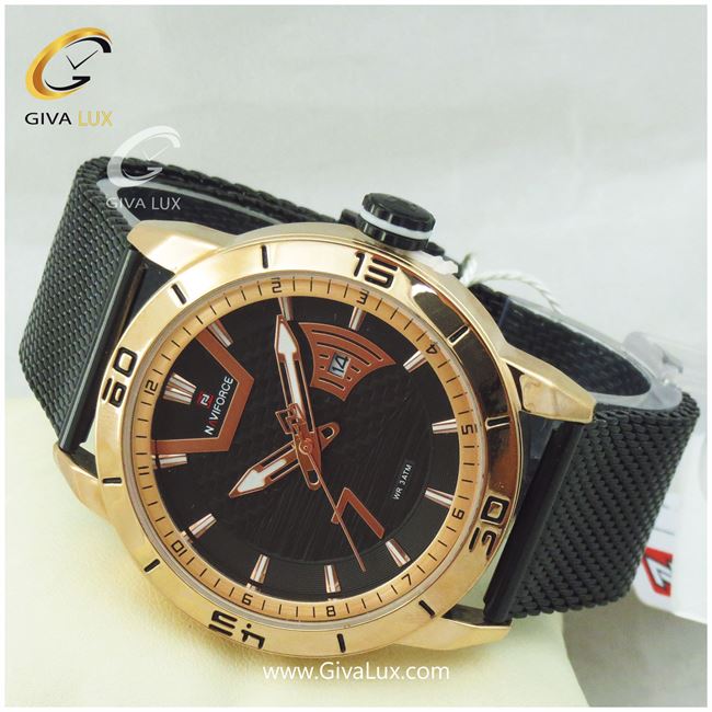 ساعت مچی مردانه  بند حصیری مشکی ناوی فورس NF9155A