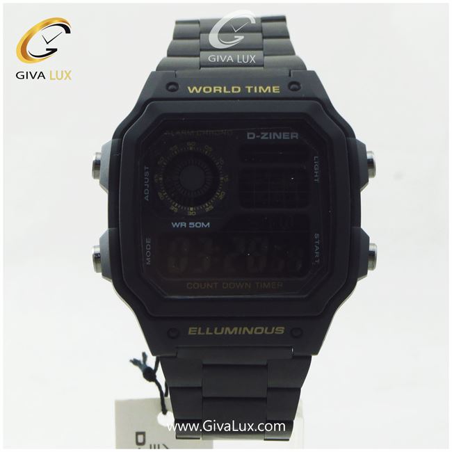 ساعت مچی مردانه بند استیل مشکی  ، دیجیتال دیزاینر 