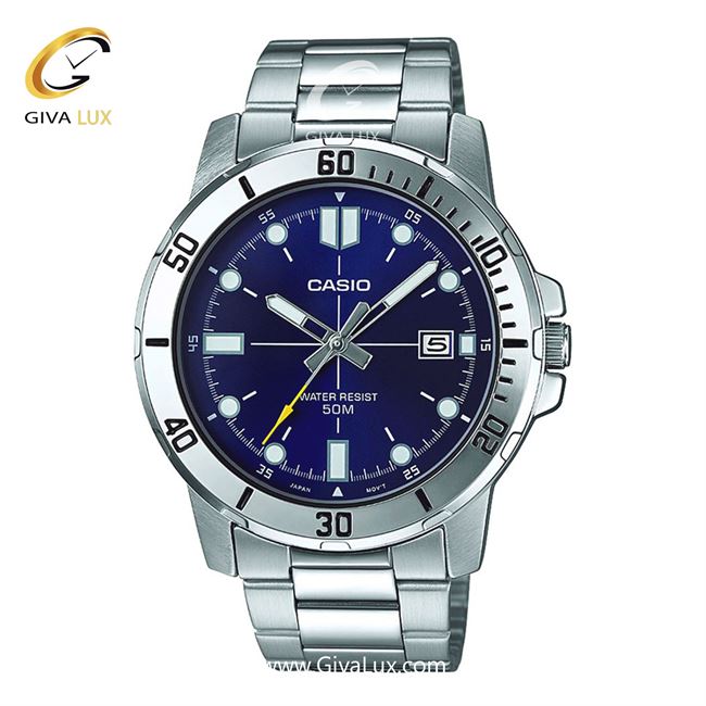 ساعت مچی اورجینال مردانه کاسیو Casio نقره ای | نقره ای| سرمه ای| کد رفرنس MTP-VD01D-2EVUDF