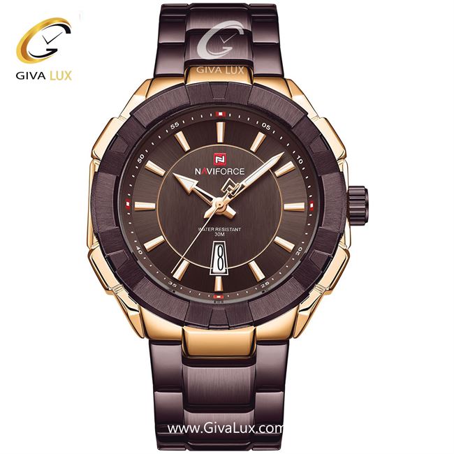 ساعت مچی اورجینال مردانه ناوی فورس|Naviforce|نوی فورس|نیوی فورس رزگلد | قهوه ای| قهوه ای| کد رفرنس NF9176