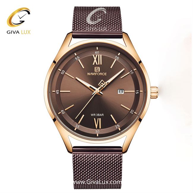 ساعت مچی اورجینال مردانه ناوی فورس|Naviforce|نوی فورس|نیوی فورس رزگلد | کافی| کافی| کد رفرنس NF3013