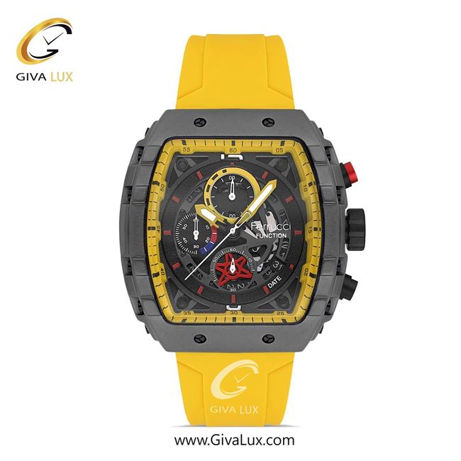 ساعت مچی اورجینال مردانه فروچی Ferrucci سه موتوره کرنوگراف تیتانیوم | زرد| دودی|تیتانیوم| کد رفرنس FCF 23004S.1