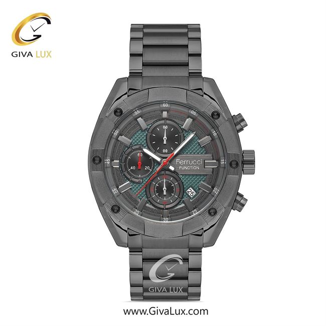 ساعت مچی اورجینال مردانه فروچی Ferrucci سه موتوره کرنوگراف تیتانیوم | تیتانیوم| سبز خاکستری| کد رفرنس FCF 23006M.3