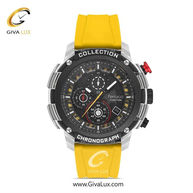 ساعت مچی اورجینال مردانه فروچی Ferrucci سه موتوره کرنوگراف نقره ای-تیتانیوم | زرد| دودی|تیتانیوم| کد رفرنس FCF 23008S.3