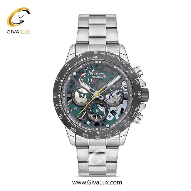 ساعت مچی اورجینال مردانه فروچی Ferrucci سه موتوره کرنوگراف تیتانیوم | نقره ای| سبز یشمی تیره-دودی|تیتانیوم| کد رفرنس FCF 23009M.2