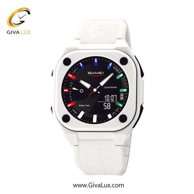 ساعت مچی اورجینال مردانه اسکمی (Skmei) دو زمانه سفید | سفید| مشکی| کد رفرنس 2328WT