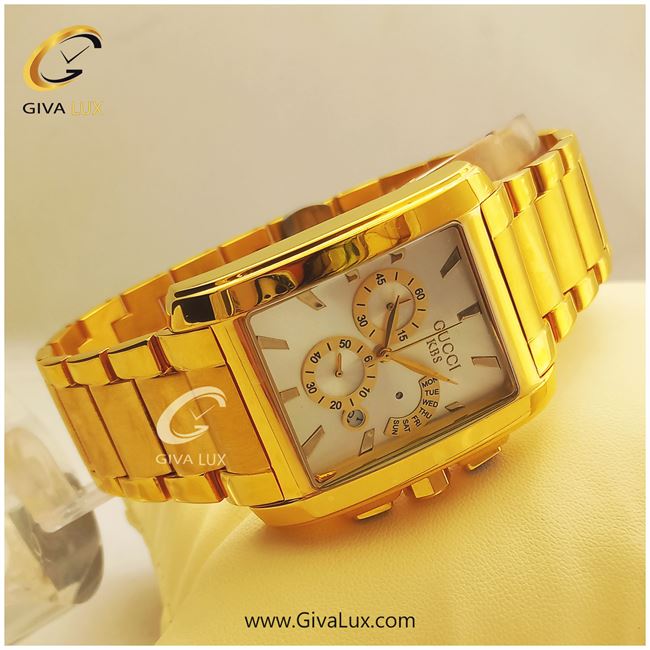 ساعت مچی اورجینال گوچی KBS مردانه فول استیل سه موتوره کرنوگراف طلایی موتور سوئیس کد رفرنس 2401