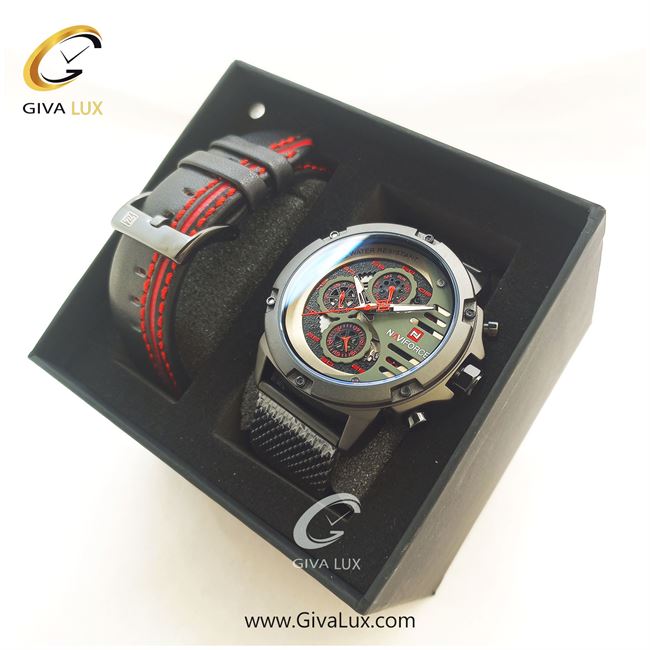 پک ساعت مچی اورجینال مردانه ناوی فورس|Naviforce|نوی فورس|نیوی فورس سه موتوره فول تایم با بند اضافه کد رفرنس NF9110