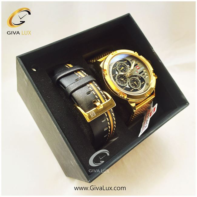 پک ساعت مچی اورجینال مردانه ناوی فورس|Naviforce|نوی فورس|نیوی فورس سه موتوره فول تایم  با بند اضافه کد رفرنس NF9110