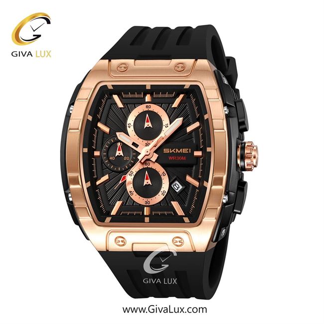 ساعت مچی اورجینال مردانه اسکمی (Skmei) سه موتوره کرنوگراف رزگلد | مشکی| مشکی| کد رفرنس 2363