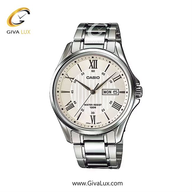 ساعت مچی اورجینال مردانه کاسیو Casio نقره ای | نقره ای| سفید صدفی| کد رفرنس MTP-1384D-7A