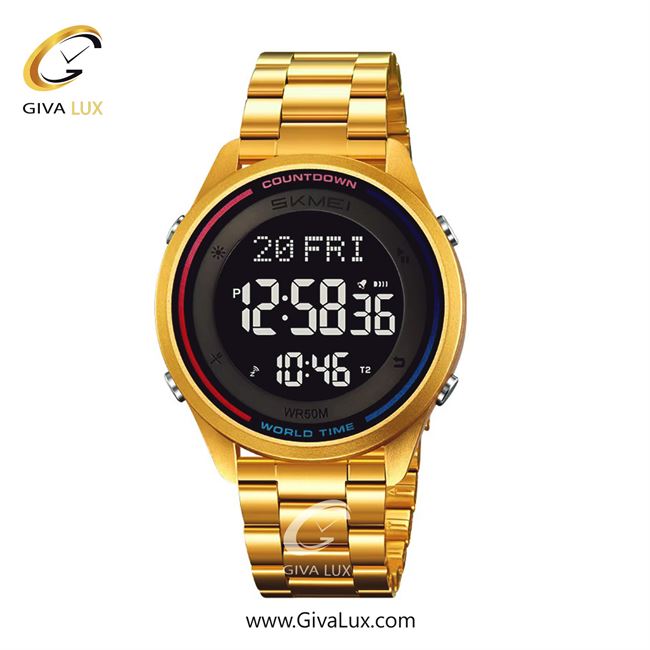 ساعت مچی اورجینال مردانه اسکمی (Skmei) دو زمانه طلایی | طلایی| مشکی| کد رفرنس 2412