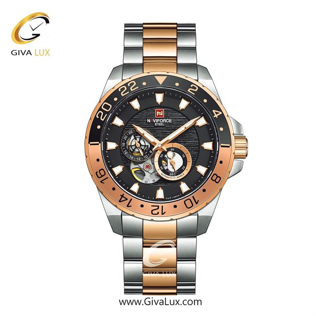 ساعت مچی اورجینال مردانه ناوی فورس|Naviforce|نوی فورس|نیوی فورس رزگلد | نقره ای| مشکی| کد رفرنس NF1003
