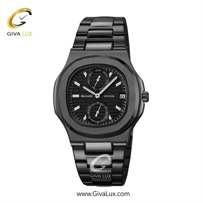 ساعت مچی اورجینال مردانه اسکمی (Skmei) سه موتوره کرنوگراف مشکی | مشکی| مشکی| کد رفرنس 2423