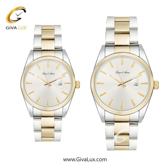 ساعت مچی اورجینال ست LdA طلایی | نقره ای-طلایی| نقره ای| کد رفرنس مردانه: 2438 ، زنانه: 2439