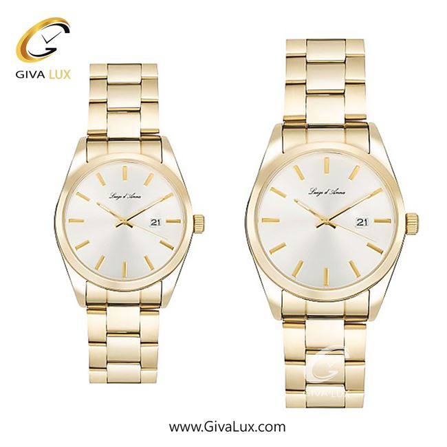 ساعت مچی اورجینال ست LdA طلایی | طلایی| طلایی| کد رفرنس مردانه: 2438 ، زنانه: 2439
