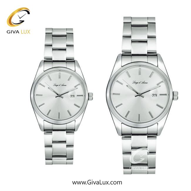 ساعت مچی اورجینال ست LdA نقره ای | نقره ای| نقره ای| کد رفرنس مردانه: 2438 ، زنانه: 2439