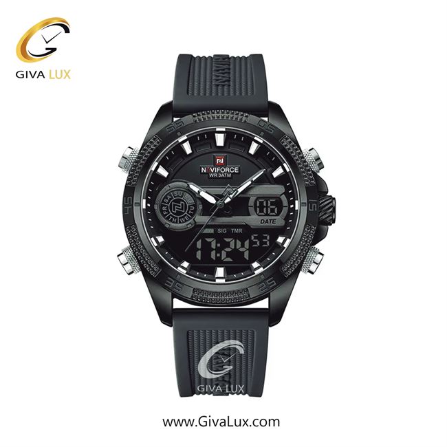 ساعت مچی اورجینال مردانه ناوی فورس|Naviforce|نوی فورس|نیوی فورس دو زمانه مشکی | طوسی| مشکی| کد رفرنس NF9223