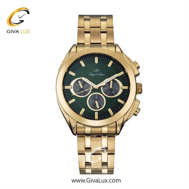 ساعت مچی اورجینال مردانه LdA سه موتوره فول تایم طلایی | طلایی| سبز| کد رفرنس 2456