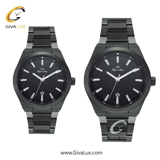 ساعت مچی اورجینال ست LdA مشکی | مشکی| مشکی| کد رفرنس مردانه: 2459 ، زنانه: 2460