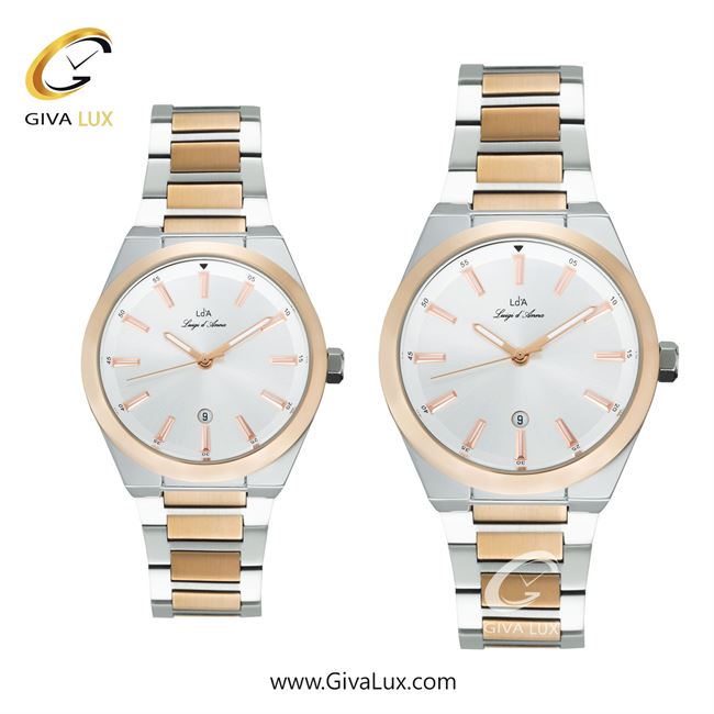 ساعت مچی اورجینال ست LdA رزگلد | رزگلد-نقره ای| نقره ای| کد رفرنس مردانه: 2459 ، زنانه: 2460