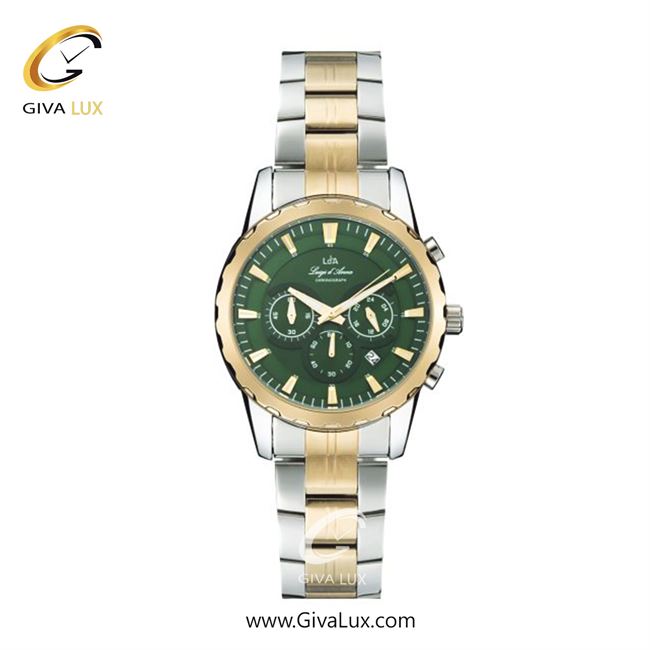 ساعت مچی اورجینال مردانه LdA سه موتوره کرنوگراف طلایی | نقره ای-طلایی| سبز| کد رفرنس 2478