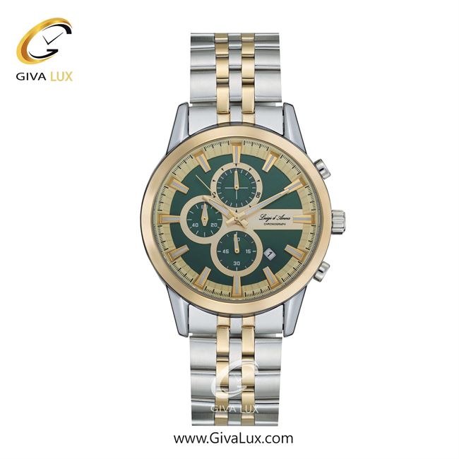 ساعت مچی اورجینال مردانه LdA سه موتوره کرنوگراف طلایی | نقره ای-طلایی| طلایی-سبز| کد رفرنس 2479
