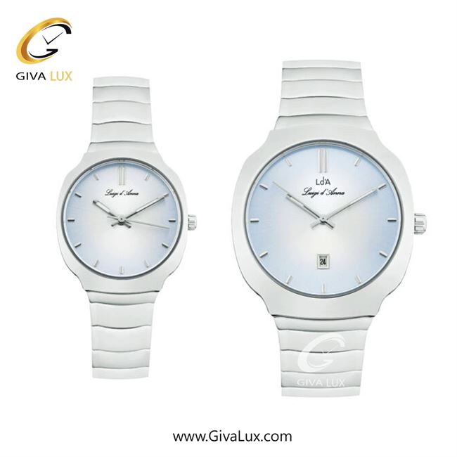 ساعت مچی اورجینال ست LdA | لوئیجی د آنا | Luigi d'Ana نقره ای | نقره ای| نقره ای-آبی| کد رفرنس 2480-2481