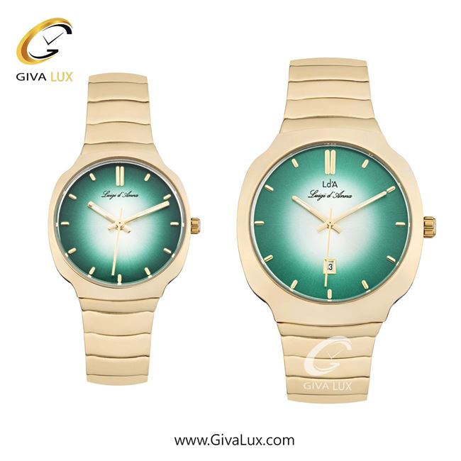 ساعت مچی اورجینال ست LdA | لوئیجی د آنا | Luigi d'Ana طلایی | طلایی| سبز-نقره ای| کد رفرنس 2480-2481