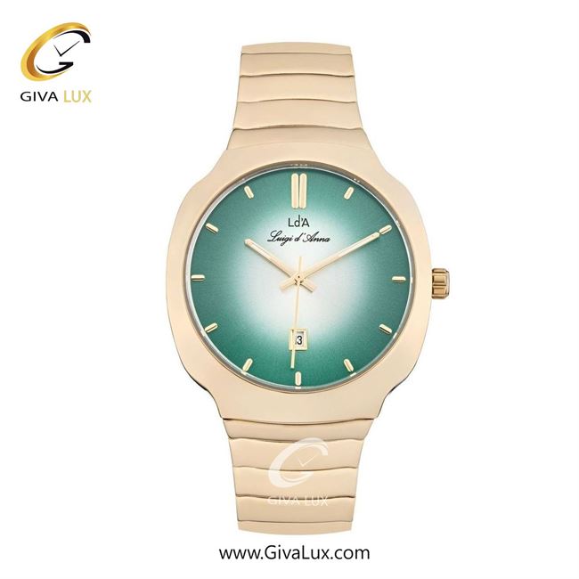 ساعت مچی اورجینال مردانه LdA | لوئیجی د آنا | Luigi d'Ana طلایی | طلایی| نقره ای-سبز| کد رفرنس 2480