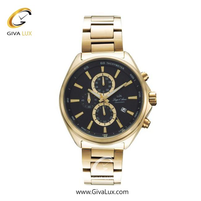 ساعت مچی اورجینال مردانه LdA سه موتوره کرنوگراف طلایی | طلایی| مشکی| کد رفرنس 2484