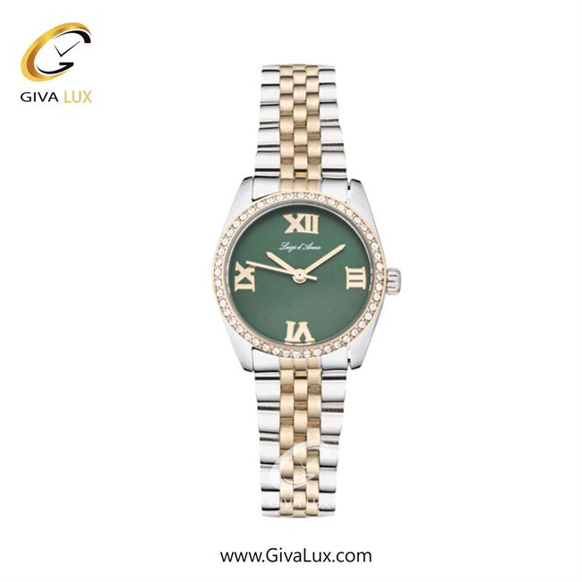 ساعت مچی اورجینال زنانه LdA | لوئیجی د آنا | Luigi d'Ana طلایی | نقره ای-طلایی| سبز| کد رفرنس 2487
