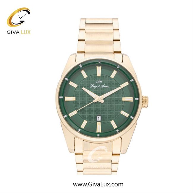 ساعت مچی اورجینال مردانه LdA | لوئیجی د آنا | Luigi d'Ana طلایی | طلایی| سبز| کد رفرنس 2494