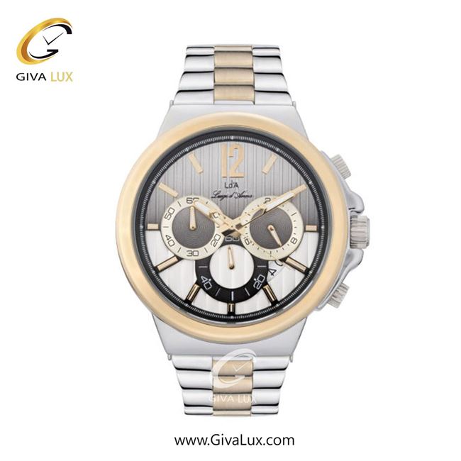 ساعت مچی اورجینال مردانه LdA | لوئیجی د آنا | Luigi d'Ana سه موتوره کرنوگراف طلایی | طلایی-نقره ای| نقره ای-مشکی| کد رفرنس 2498