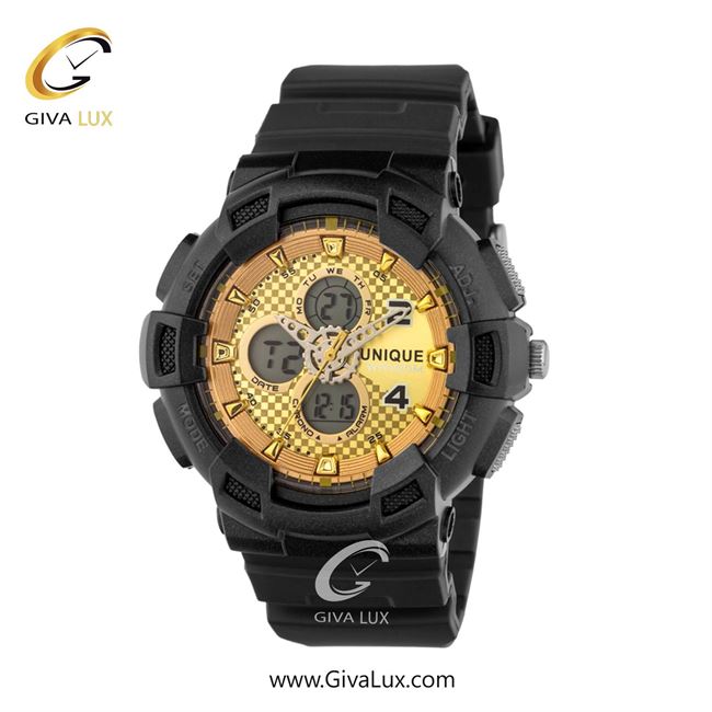 ساعت مچی اورجینال مردانه یونیک دو زمانه مشکی | مشکی| زرد| کد رفرنس S2505