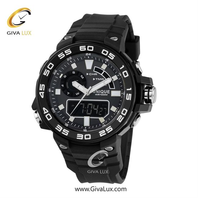 ساعت مچی اورجینال مردانه یونیک دو زمانه مشکی | مشکی| مشکی| کد رفرنس S2511