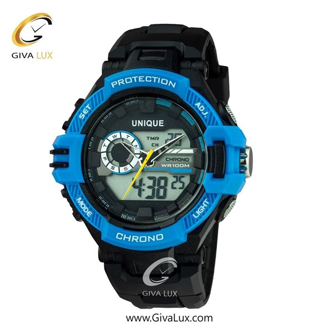 ساعت مچی اورجینال مردانه یونیک دو زمانه آبی-مشکی | مشکی| مشکی| کد رفرنس S2514