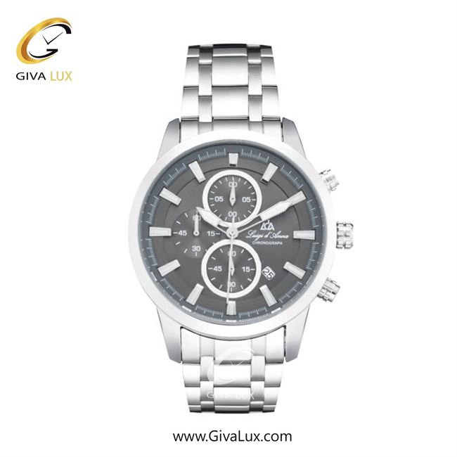 ساعت مچی اورجینال مردانه LdA | لوئیجی د آنا | Luigi d'Ana سه موتوره کرنوگراف نقره ای | نقره ای| مشکی| کد رفرنس 2514