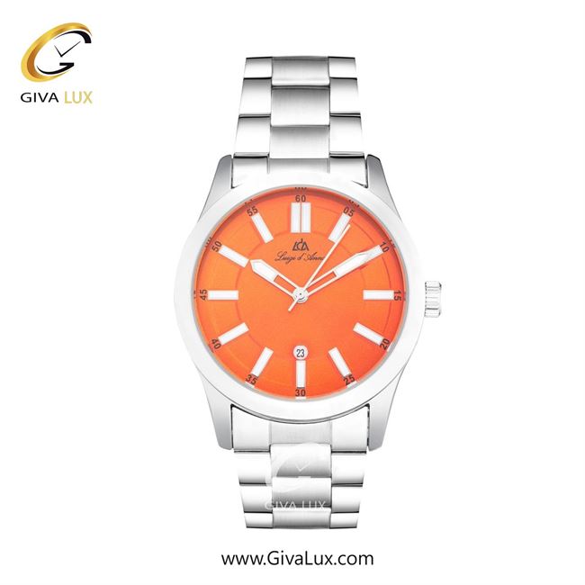 ساعت مچی اورجینال مردانه LdA | لوئیجی د آنا | Luigi d'Ana نقره ای | نقره ای| نارنجی| کد رفرنس 2517