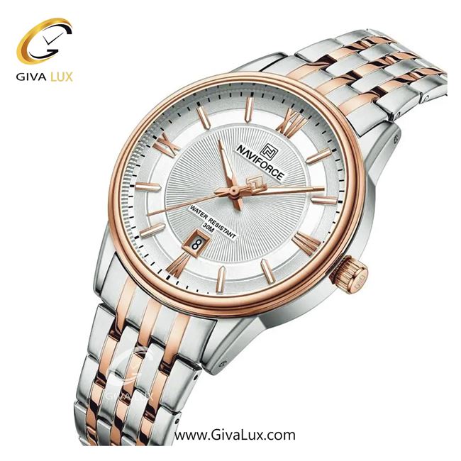 ساعت مچی اورجینال مردانه ناوی فورس|Naviforce|نوی فورس|نیوی فورس رزگلد-نقره ای | نقره ای-رزگلد| نقره ای-رزگلد| کد رفرنس NF8040 S/RG/W