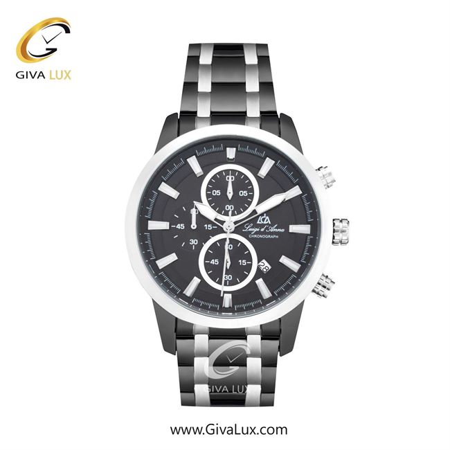 ساعت مچی اورجینال مردانه LdA | لوئیجی د آنا | Luigi d'Ana سه موتوره کرنوگراف نقره ای | نقره ای-مشکی| مشکی| کد رفرنس 2514