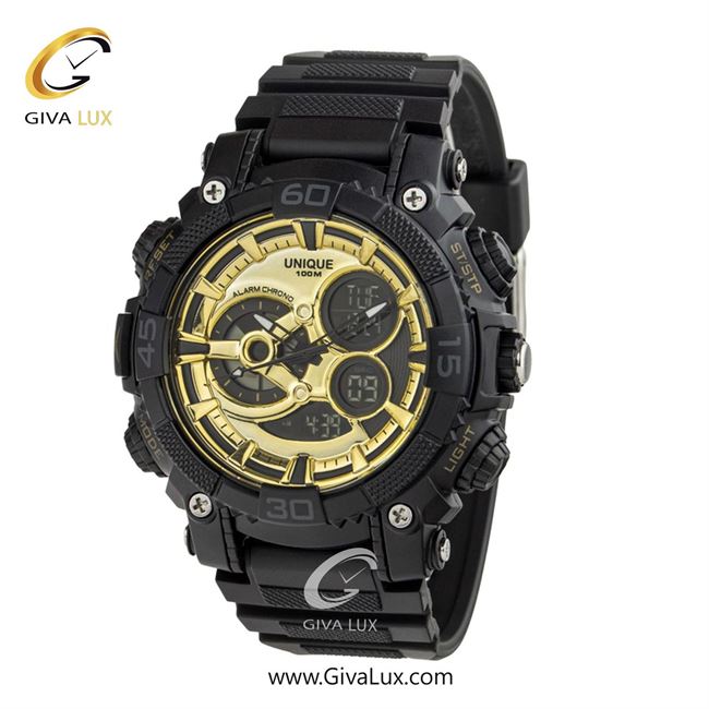 ساعت مچی اورجینال مردانه یونیک دو زمانه مشکی | مشکی| مشکی-طلایی| کد رفرنس S2622