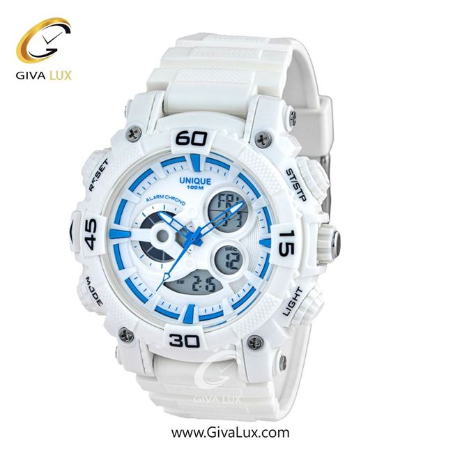 ساعت مچی اورجینال مردانه یونیک دو زمانه سفید | سفید| سفید-آبی| کد رفرنس S2622