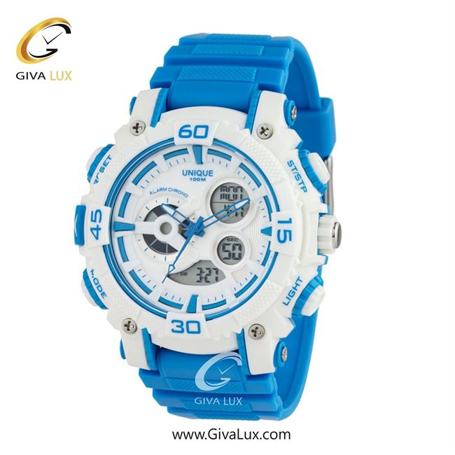 ساعت مچی اورجینال مردانه یونیک دو زمانه سفید | آبی| سفید-آبی| کد رفرنس S2622