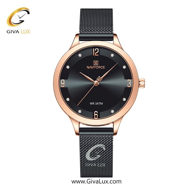 ساعت مچی اورجینال زنانه ناوی فورس|Naviforce|نوی فورس|نیوی فورس رزگلد | مشکی| مشکی| کد رفرنس NF5023