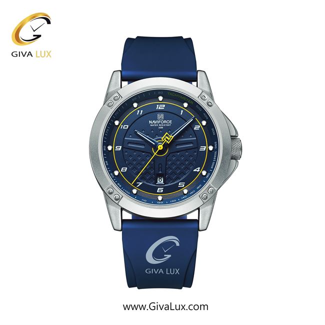 ساعت مچی اورجینال اسپرت-مردانه ناوی فورس|Naviforce|نوی فورس|نیوی فورس نقره ای | آبی کاربنی| آبی کاربنی-زرد| کد رفرنس NF8031