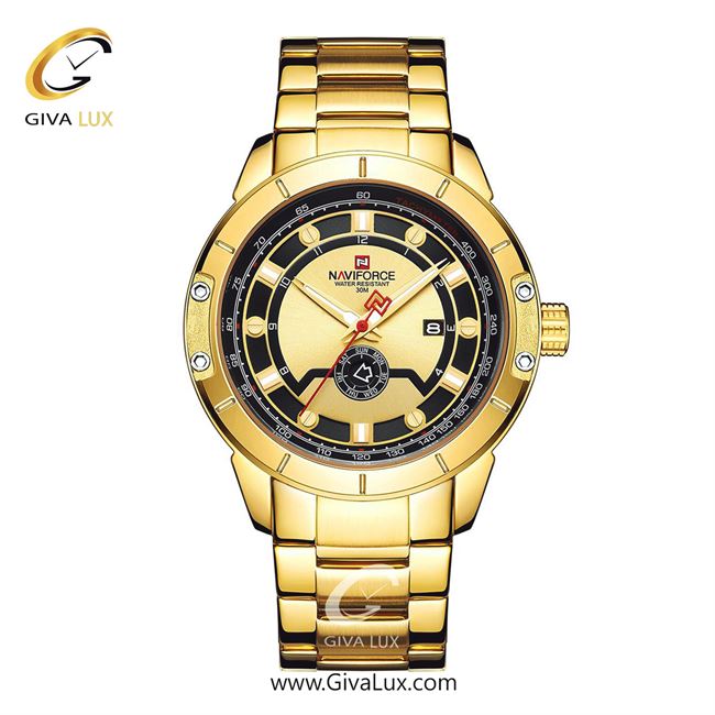 ساعت مچی مردانه بند فلزی طلایی ناوی فورس (نیوی فورس) کد NF9166-G/G