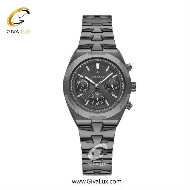 ساعت مچی اورجینال زنانه کلبرت COLBERT سه موتوره فول تایم تیتانیوم | تیتانیوم| دودی|تیتانیوم| کد رفرنس 0285L