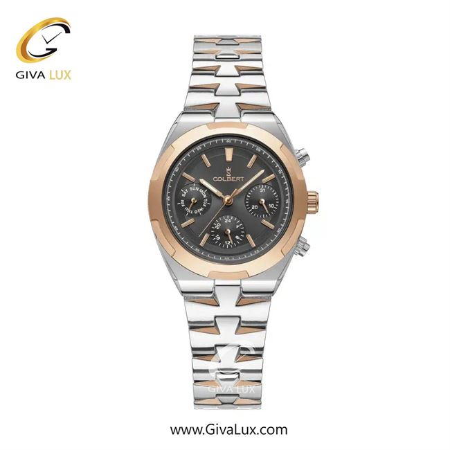 ساعت مچی اورجینال زنانه کلبرت COLBERT سه موتوره فول تایم رزگلد | رزگلد-نقره ای| دودی|تیتانیوم| کد رفرنس 0285L