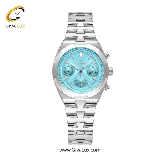 ساعت مچی اورجینال زنانه کلبرت COLBERT سه موتوره فول تایم نقره ای | نقره ای| آبی| کد رفرنس 0285L